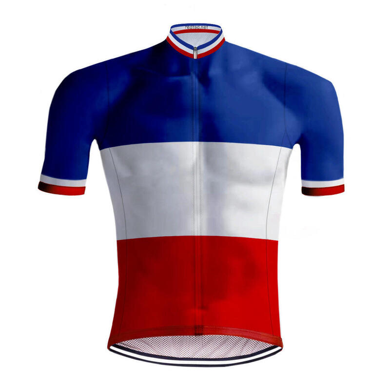 Retro Wielertenue Franse Kampioenstrui Tricolore - RedTed