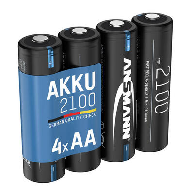 Akku Mignon AA. 2100 mAh 1.2V. 4 Stück. geringe Selbstentladung