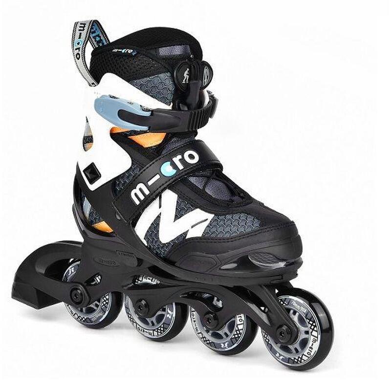 Pattini in linea allungabili bambino Micro Skate New Shaper Nero/Bianco