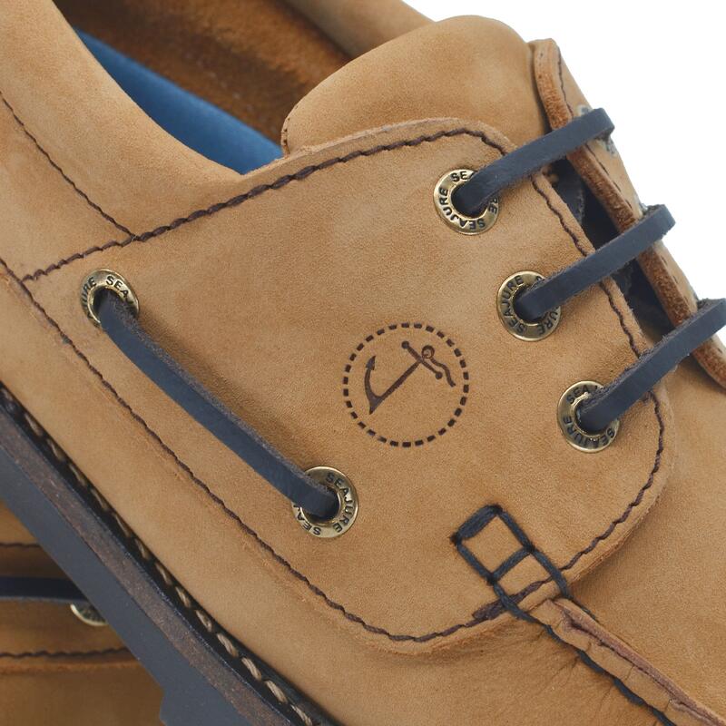 Zapatos Náuticos Seajure Lamu Hombre Camel Cuero Nobuck