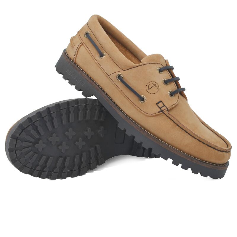 Zapatos Náuticos Seajure Lamu Hombre Camel Cuero Nobuck