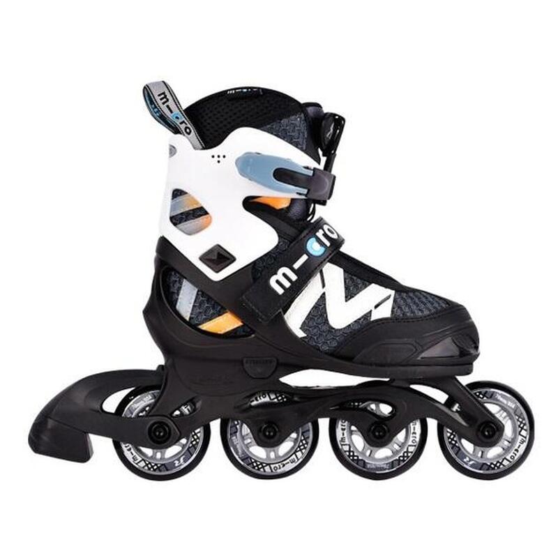 Pattini in linea allungabili bambino Micro Skate New Shaper Nero/Bianco