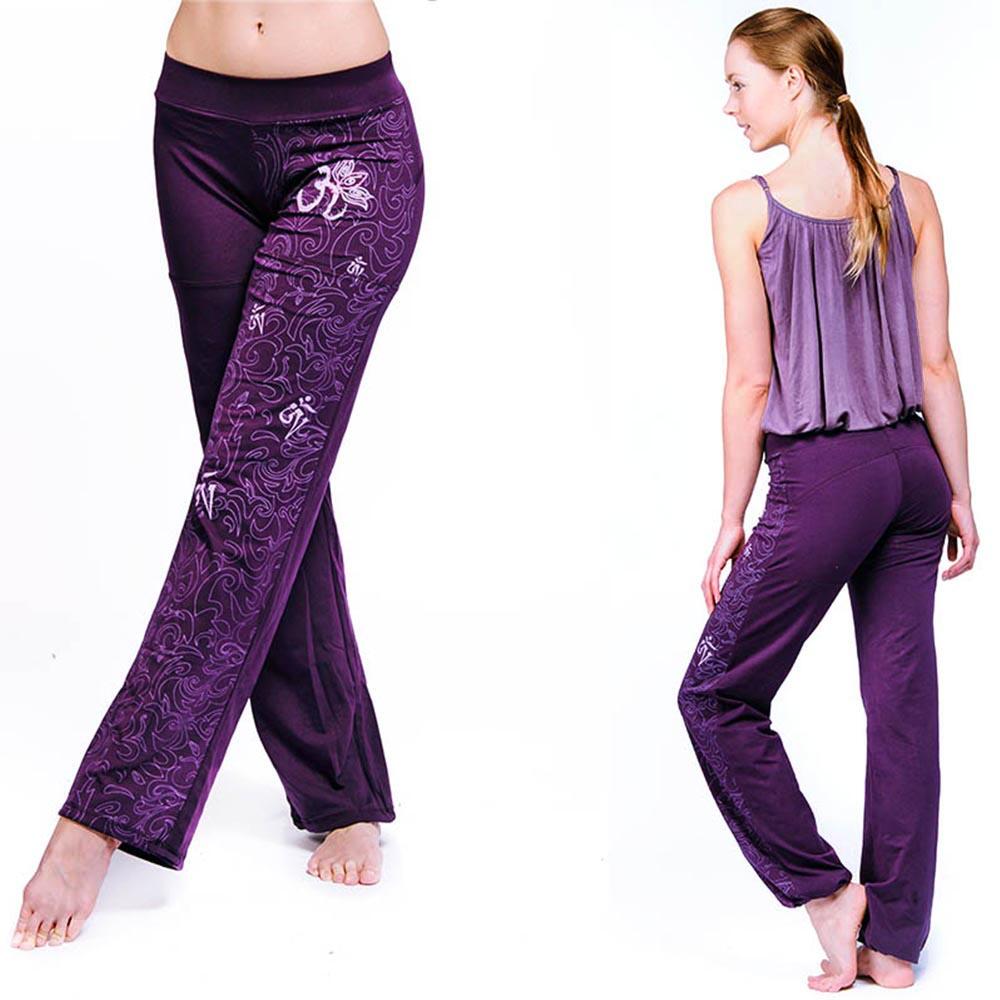 Pantalon de yoga femme symbole Om motif Maori - Vêtement yoga femme aubergine 3/6