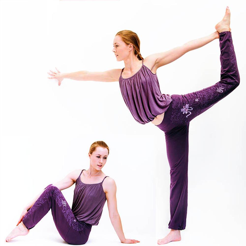 Pantalon de yoga femme symbole Om motif Maori - Vêtement yoga femme aubergine 2/6