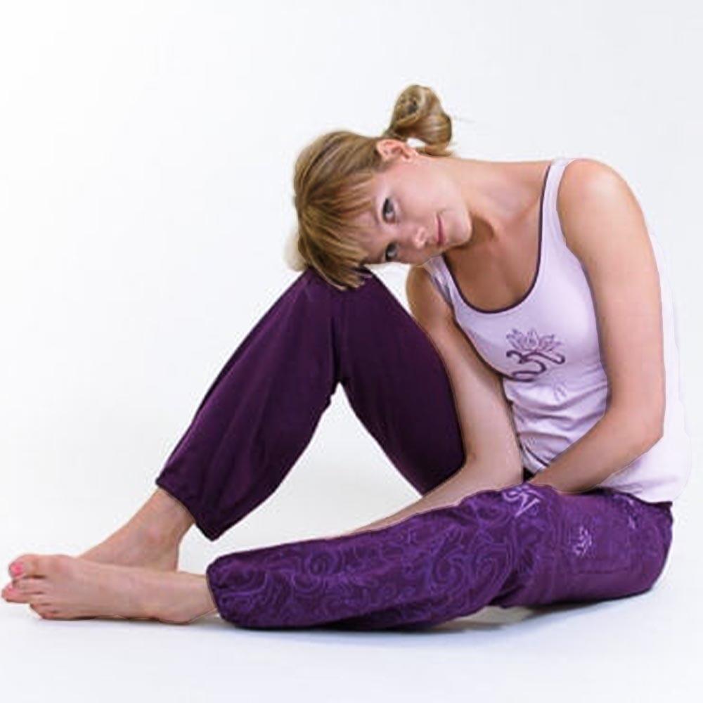 Pantalon de yoga femme symbole Om motif Maori - Vêtement yoga femme aubergine 4/6