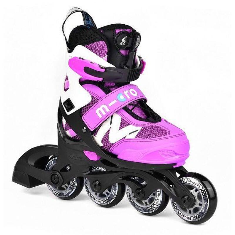 Pattini in linea allungabili bambino Micro Skate New Shaper Viola/Nero