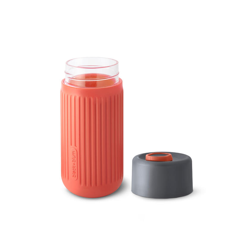 玻璃隨行杯連矽膠杯套 12oz (340ml) - 珊瑚橙色