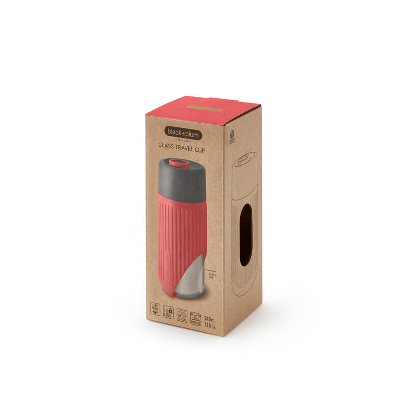 Glass Travel Cup 12oz (340ml) - Coral