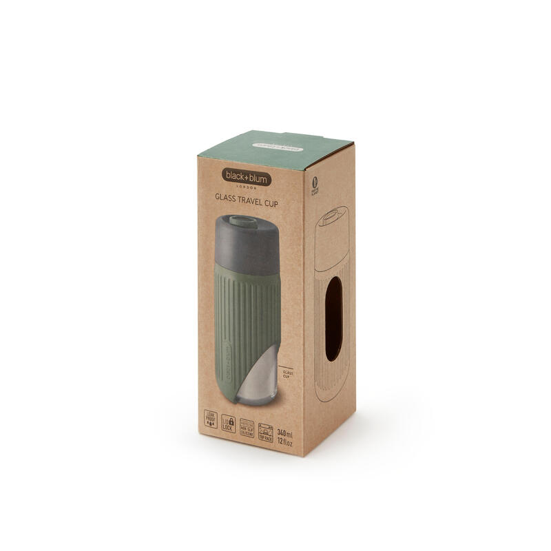 Glass Travel Cup 12oz (340ml) - Olive