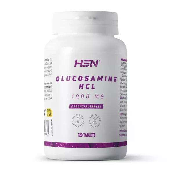 Glucosamina Hcl De hsn 120 tabletas 1000 mg clorhidrato dglucosamina suplemento para salud articular con vitamina y manganeso nogmo sin gluten ni lactosa complemento 1000mg