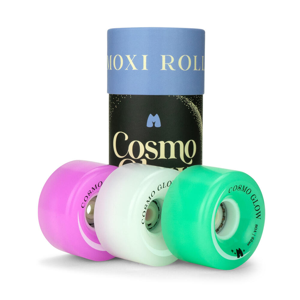 MOXI COSMO GLOW LED ROLLER SKATE WHEELS - GALAXY GREEN – 62MM 80A – SET OF 4 4/5