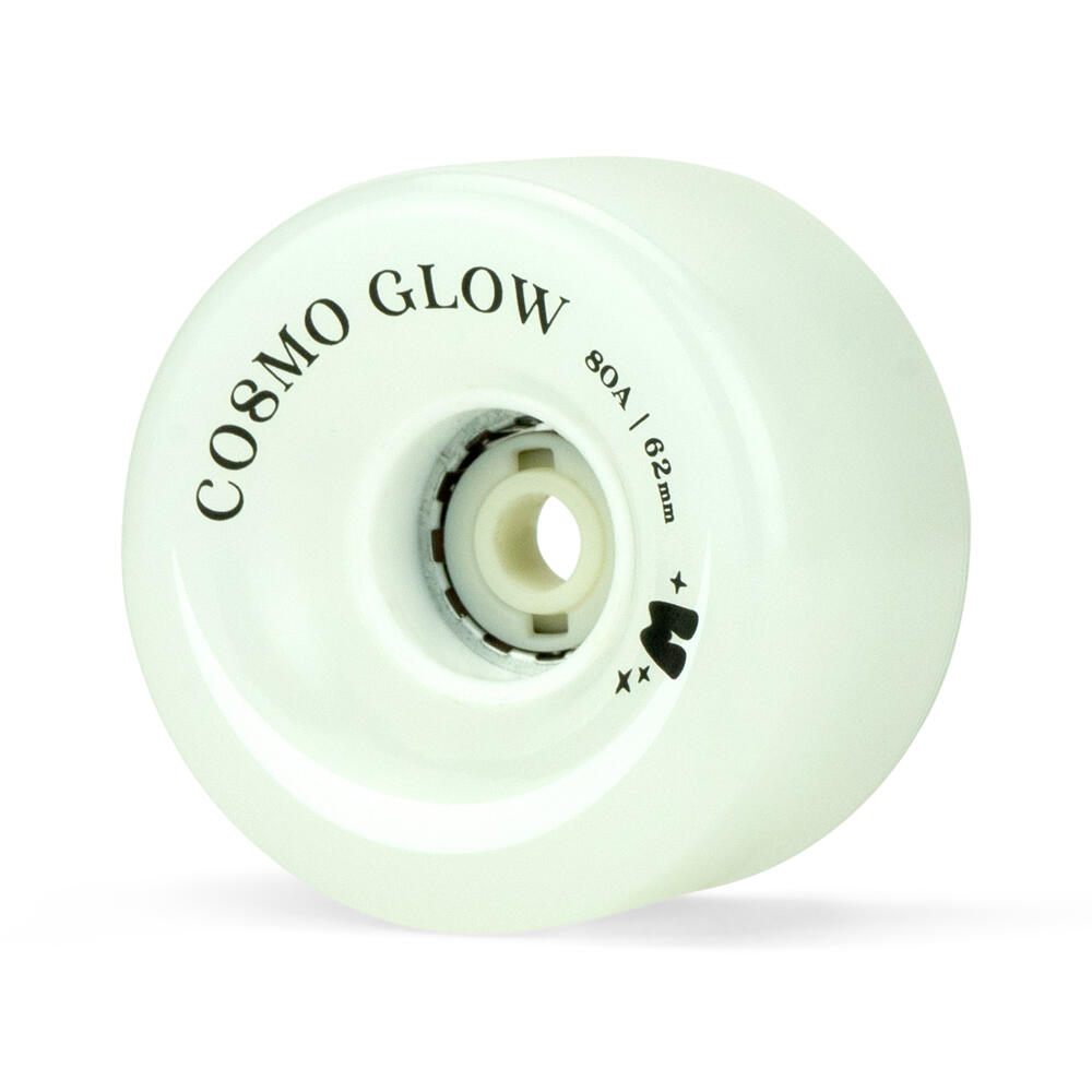 MOXI COSMO GLOW LED ROLLER SKATE WHEELS - WHITE RAIN – 62MM 80A – SET OF 4 1/5