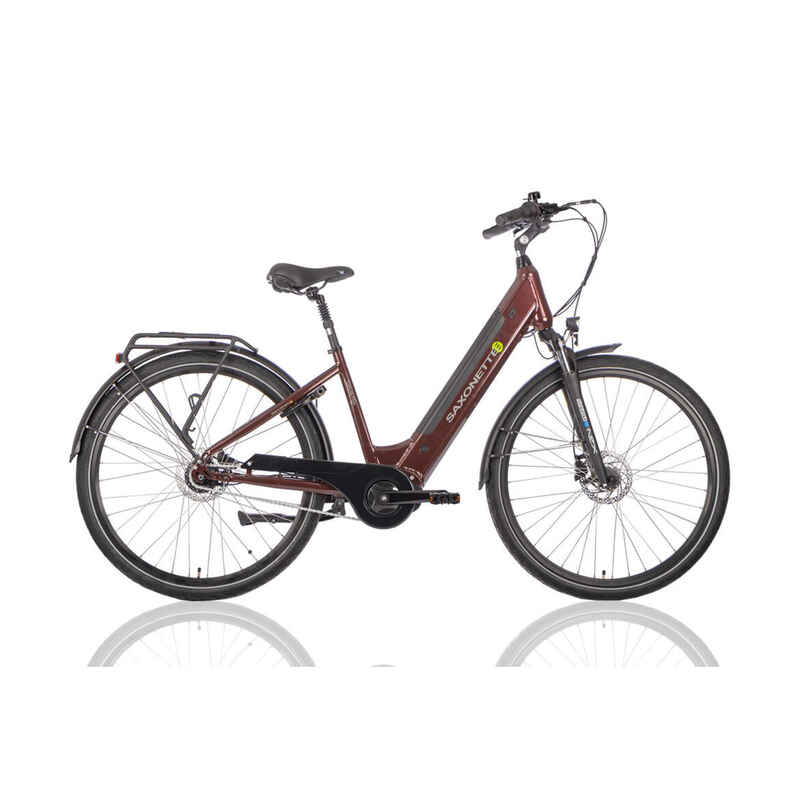 Elektrisches Damenfahrrad, Deluxe Plus, Mittelmotor, Nxs 7, 45 cm, rot