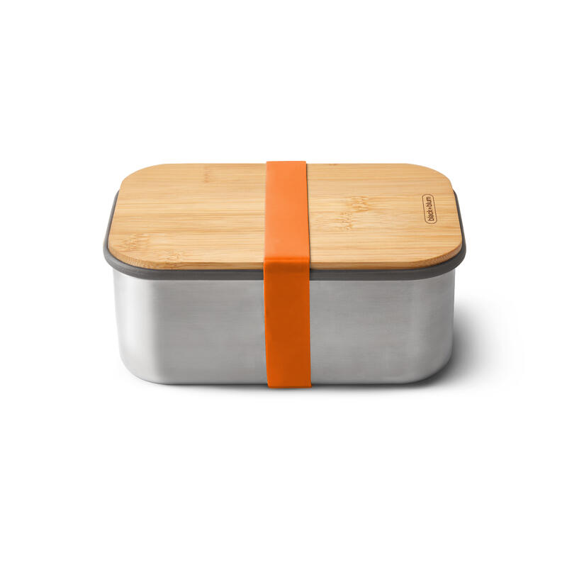 不銹鋼食物盒 (不銹鋼+天然竹蓋) 42oz (1250ml) - 橙色