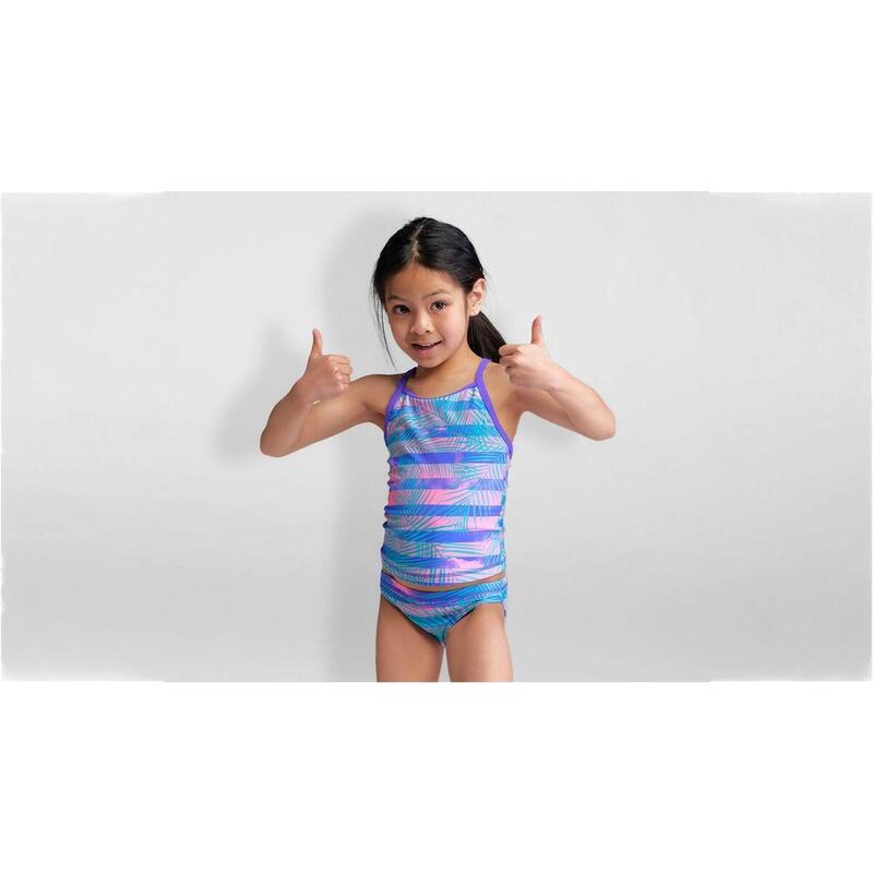 PASTEL PALM - TODDLER GIRL SWIM STEADY TANKINI BRIEF - PURPLE