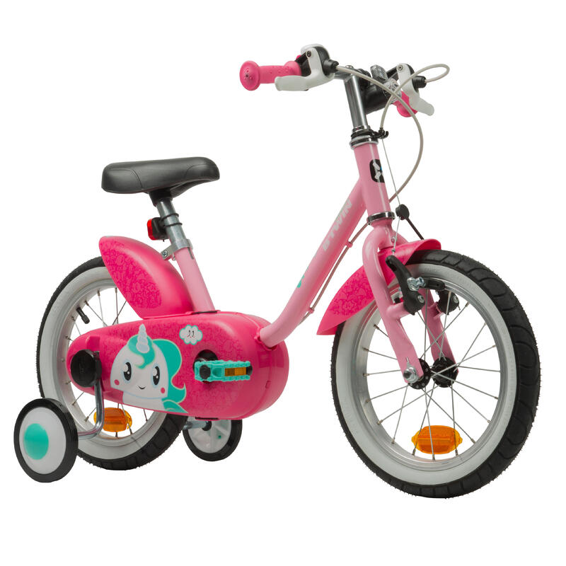 Segunda vida - Bicicleta niños 14 pulgadas Btwin 500 unicornio rosa... - BUENO