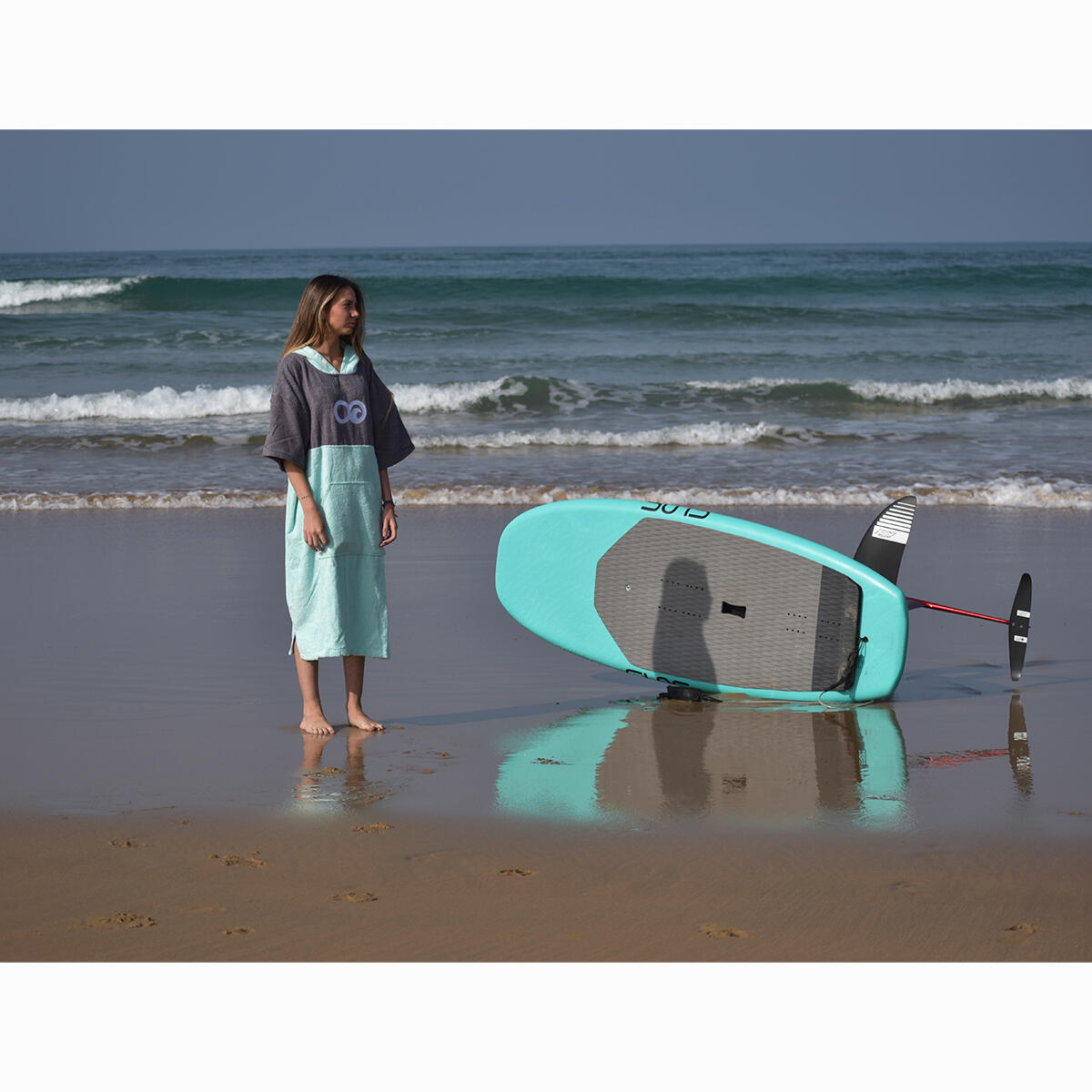 Poncho Toalla de Surf  Adulto Menta/Gris/Menta S/M 5/5