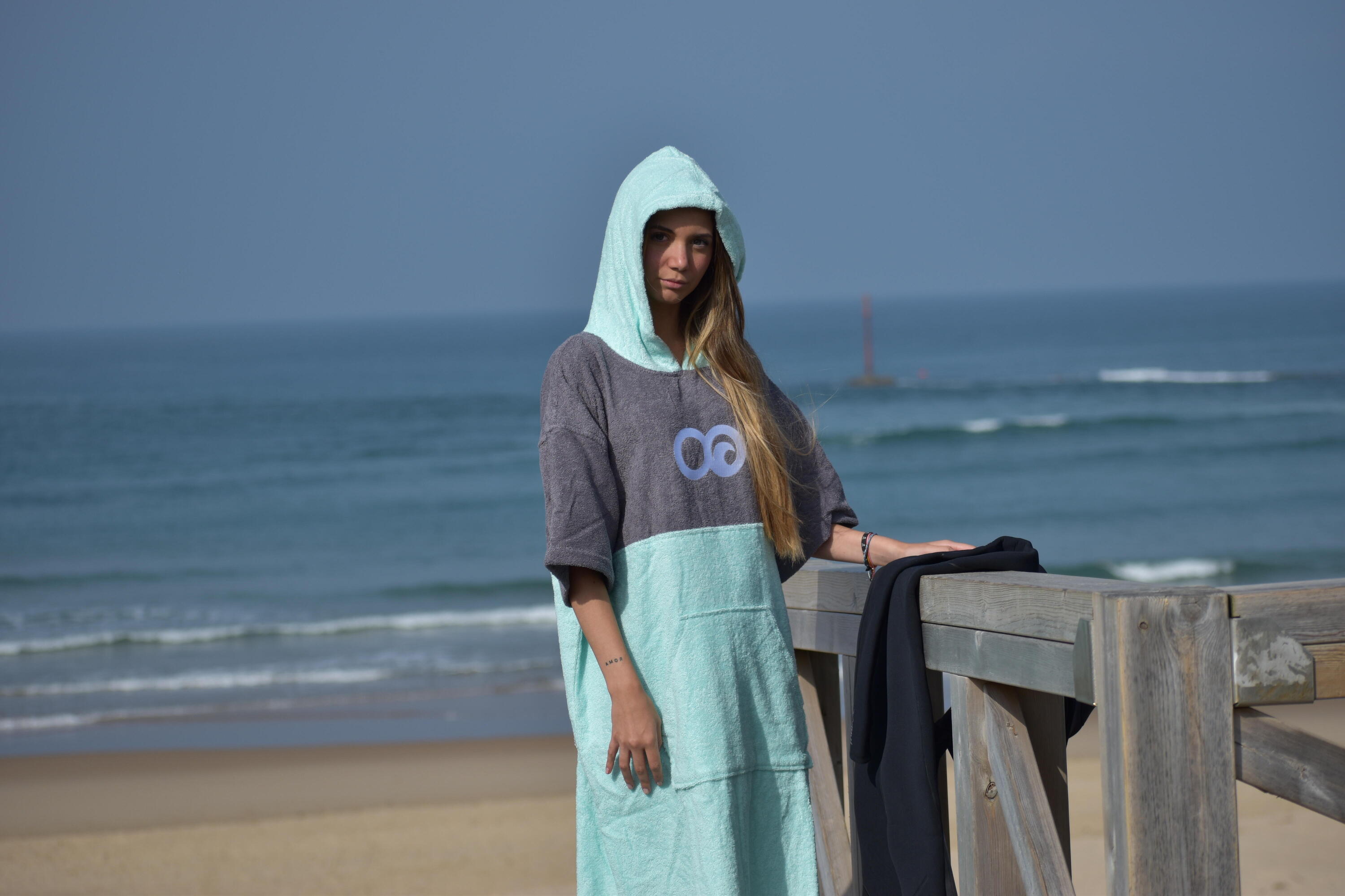 Poncho Toalla de Surf  Adulto Menta/Gris/Menta S/M 4/5