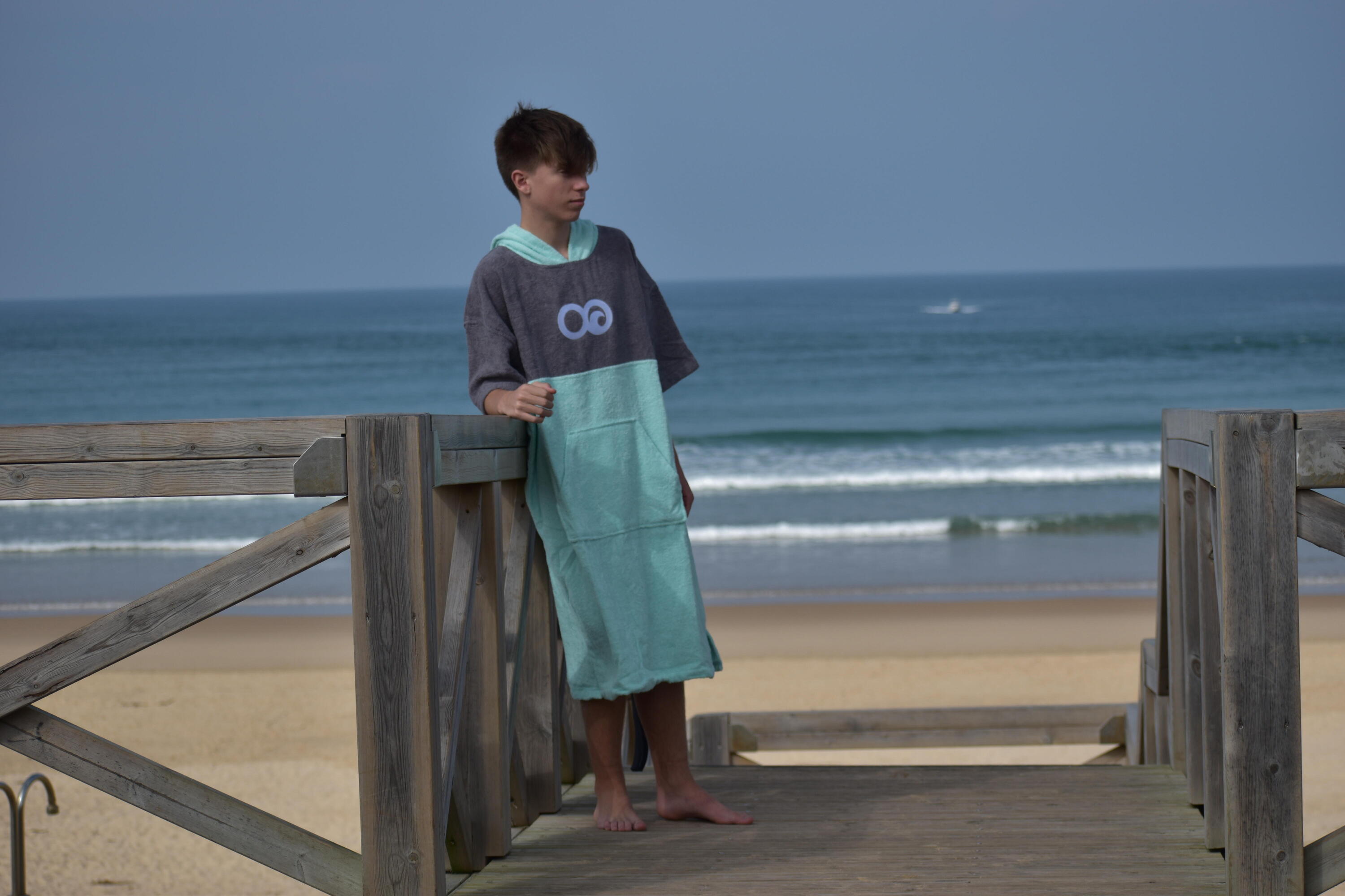 Poncho Toalla de Surf ponchmgml Adulto Menta/Gris/Menta M/L 2/5