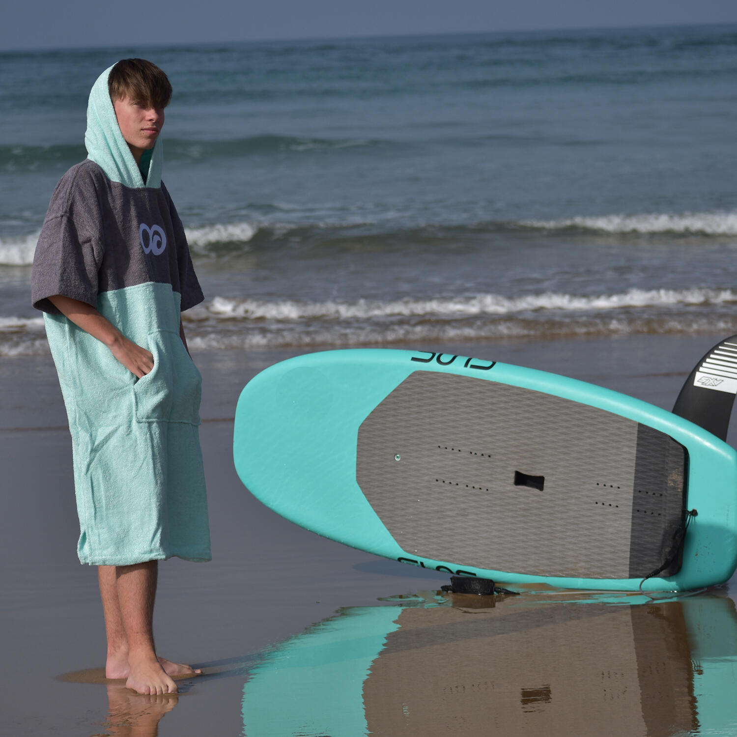 Poncho Toalla de Surf ponchmgml Adulto Menta/Gris/Menta M/L 5/5