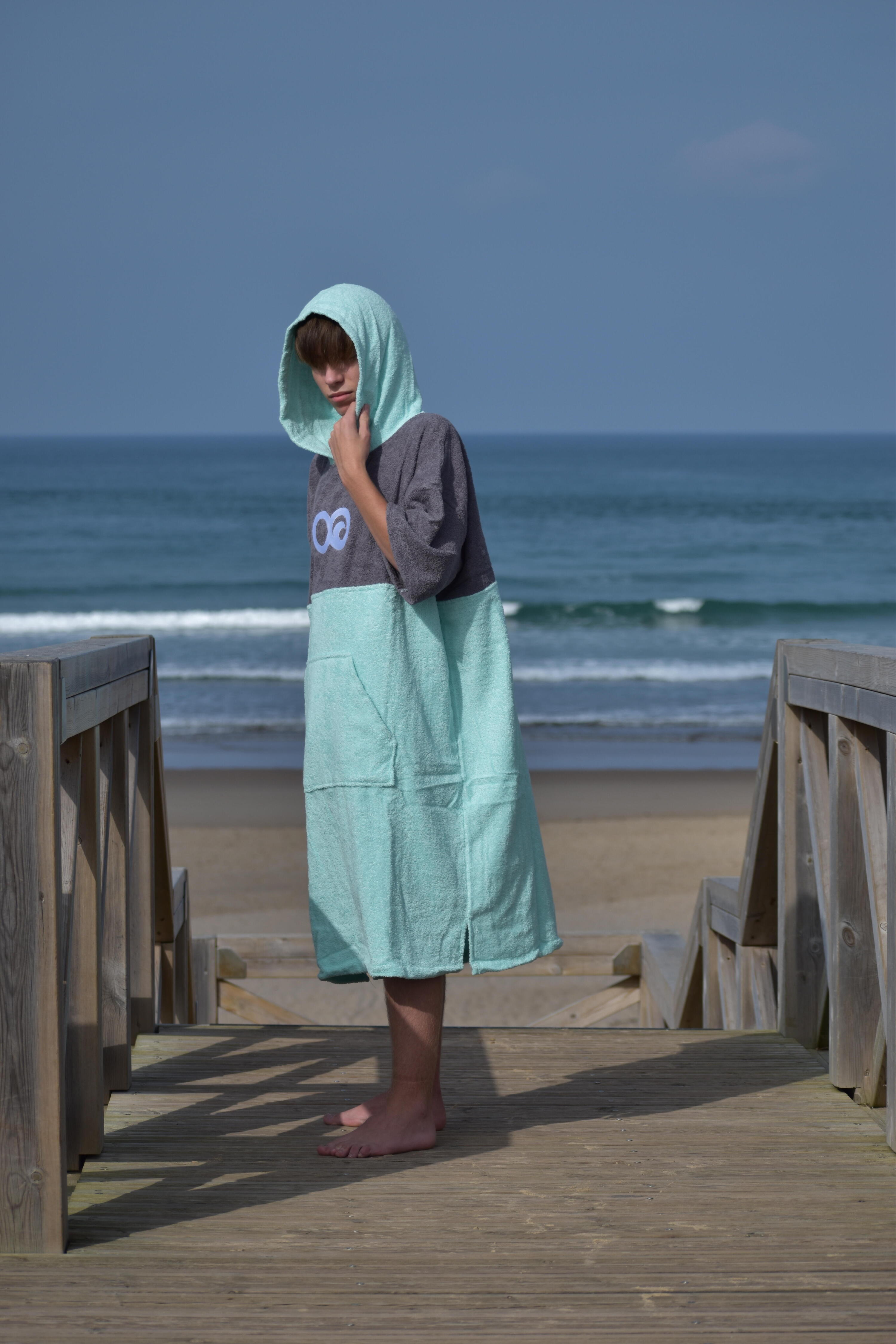 Poncho Toalla de Surf ponchmgml Adulto Menta/Gris/Menta M/L 3/5