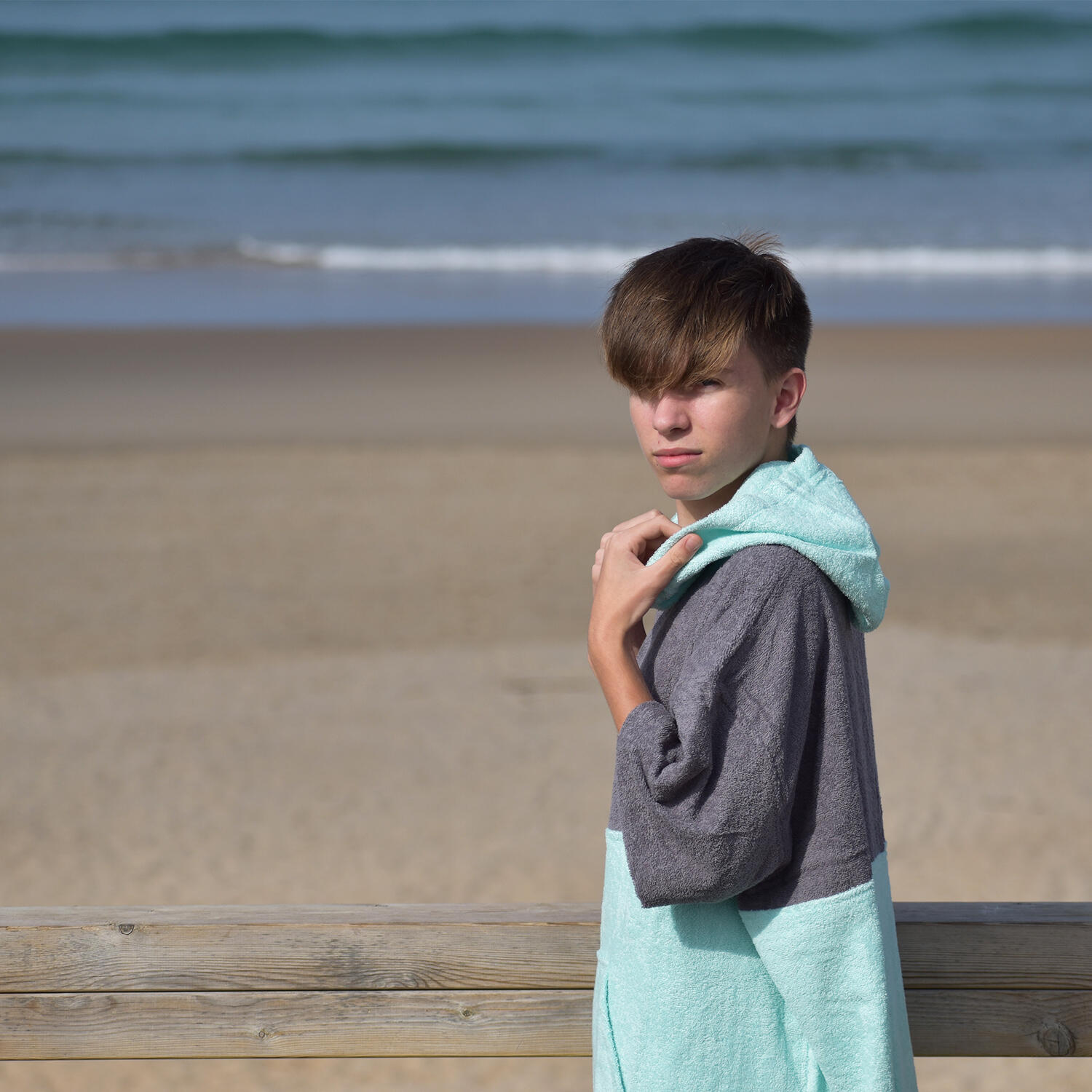 Poncho Toalla de Surf ponchmgml Adulto Menta/Gris/Menta M/L 4/5