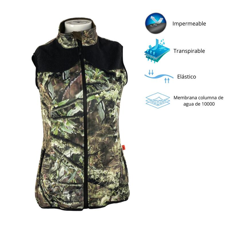 Chaleco De Caza Para Mujer Pasión Morena Soft Shell Camuflaje Ligero