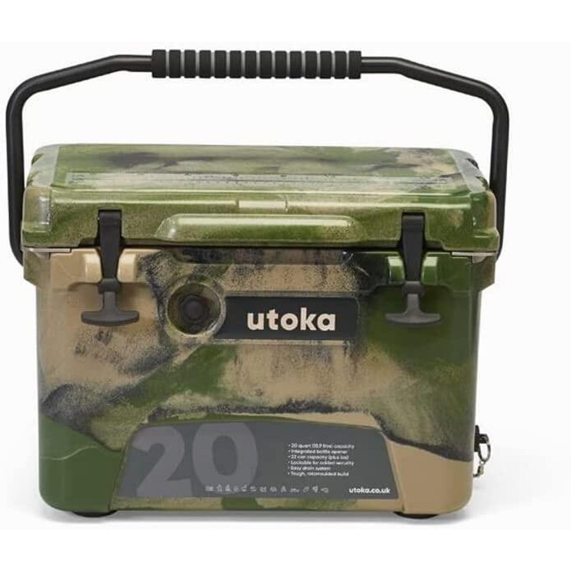 UTOKA Utoka 20 Cool Box, Portable Hard Cooler With Carry Handle - Camo