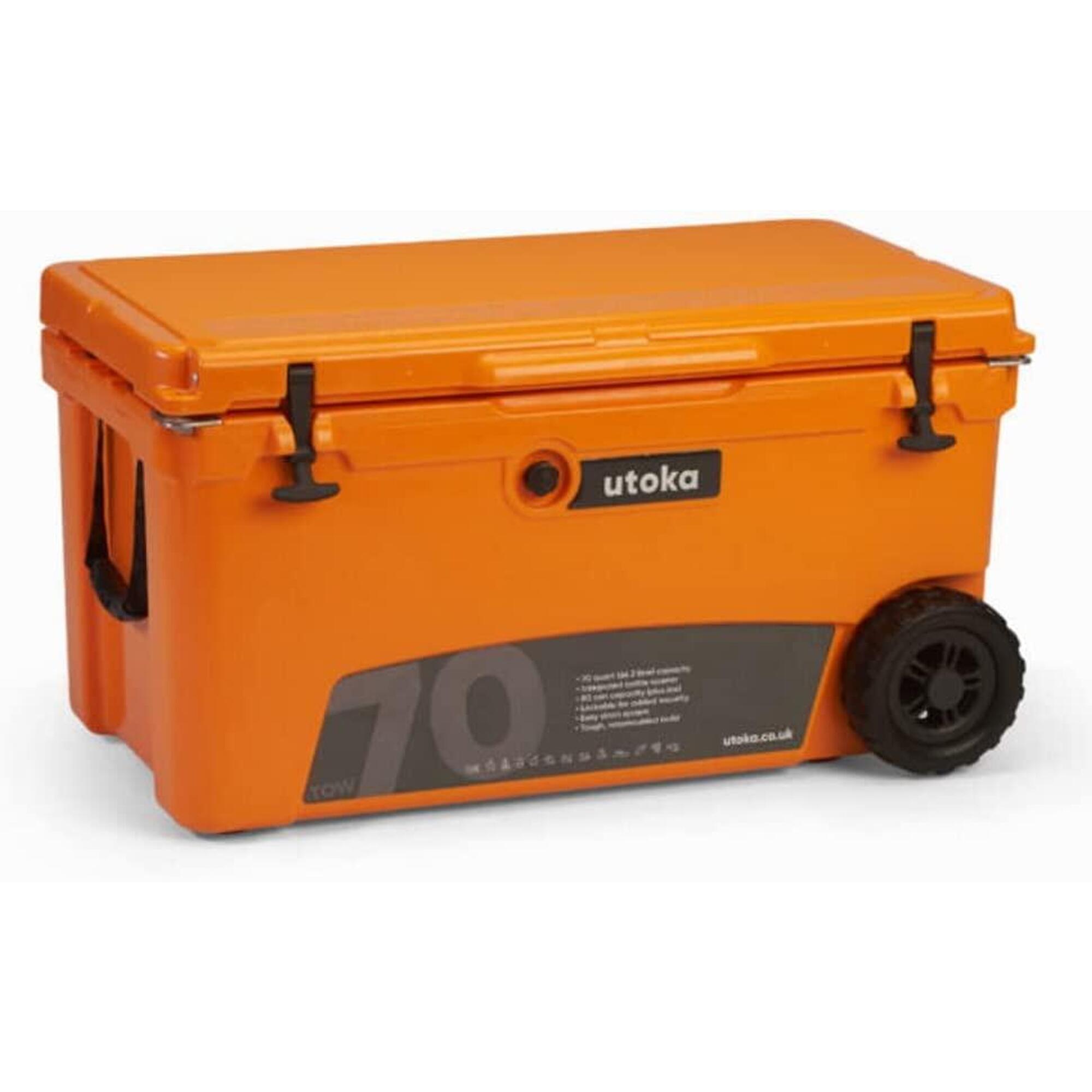 UTOKA Utoka Tow 70 Cool Box, Portable Heavy Duty Cooler With Robust Wheels - Orange