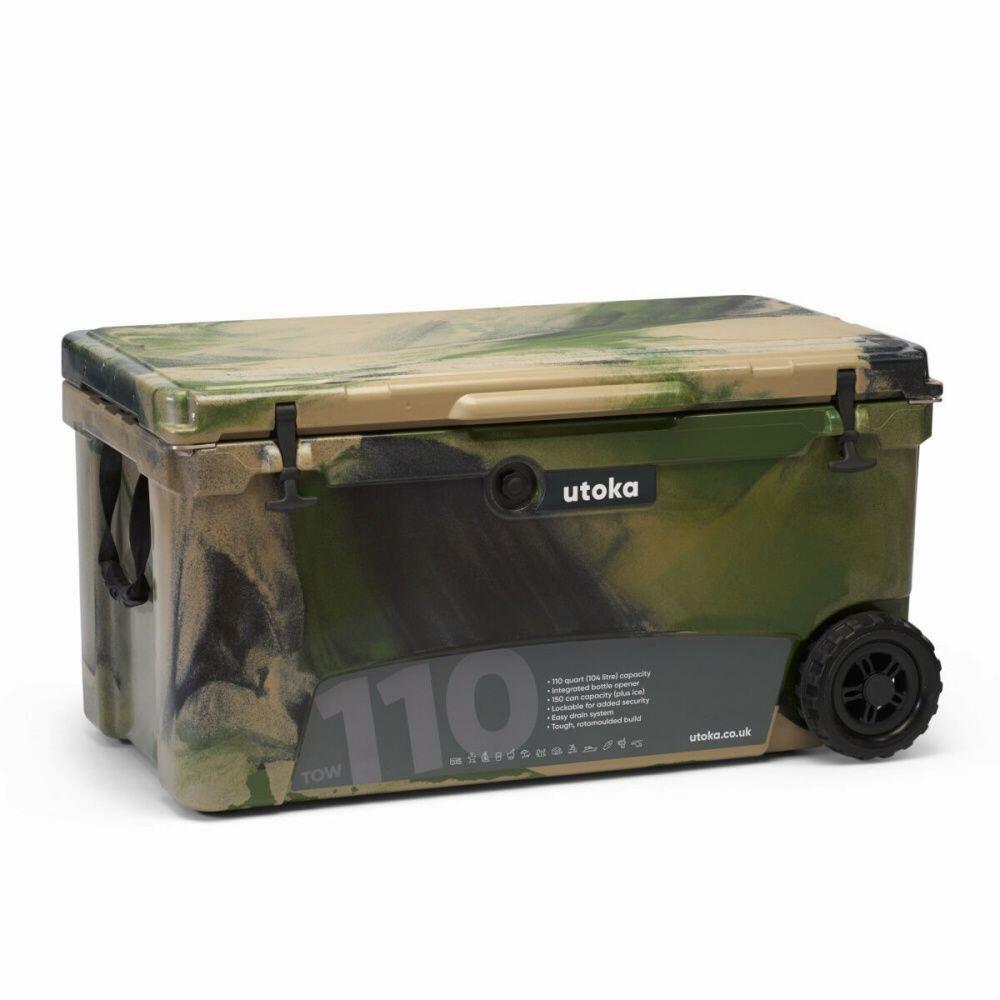 UTOKA Utoka Tow 110 Cool Box, Portable Heavy Duty Cooler With Robust Wheels - Camo