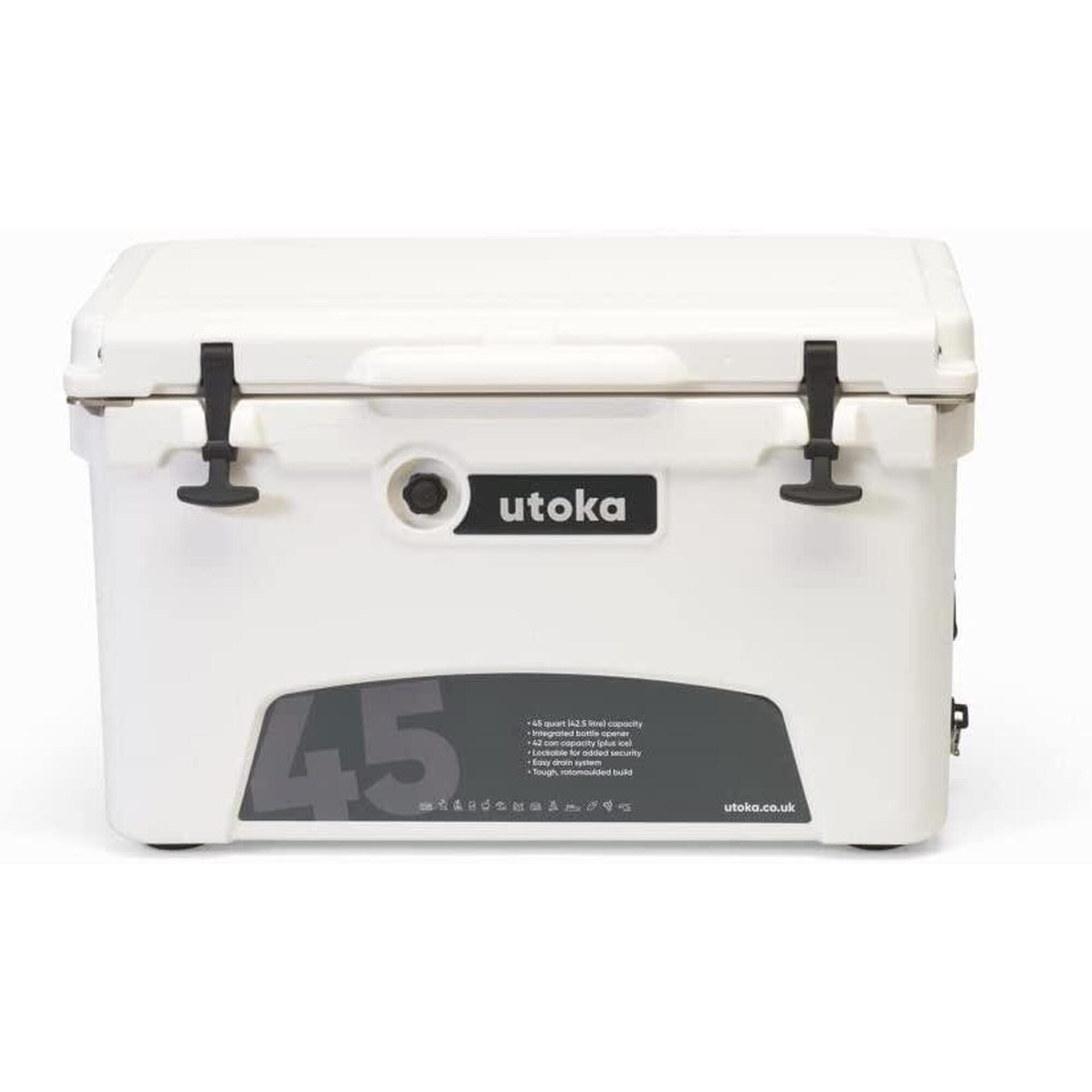 UTOKA Utoka 45 Cooler, Portable Hard Cool box With Carry Handle - White