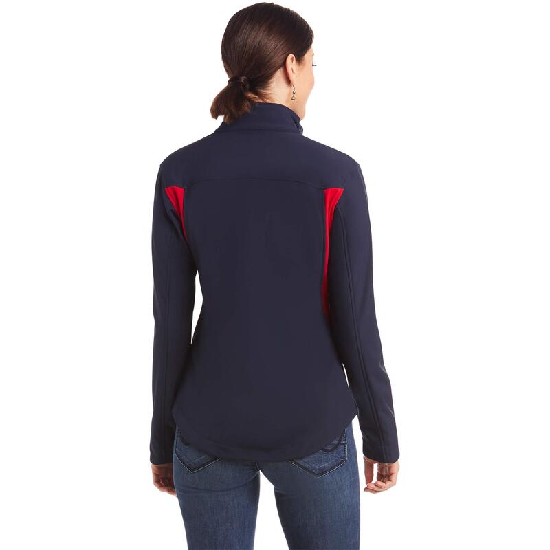 Damen Reitjacke NEW TEAM Softshell blau/rot