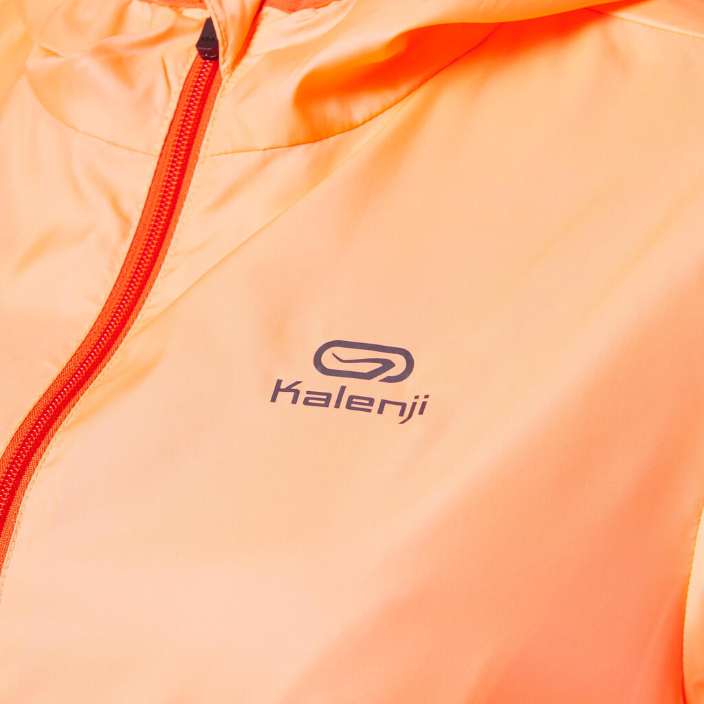 Lauf-Windjacke Run Wind Damen neonfarben koralle