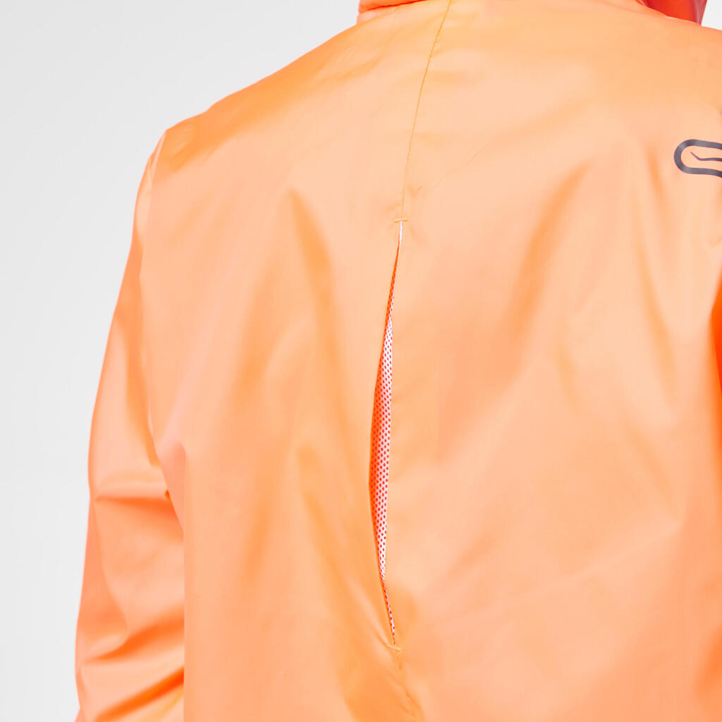 Lauf-Windjacke Run Wind Damen neonfarben koralle