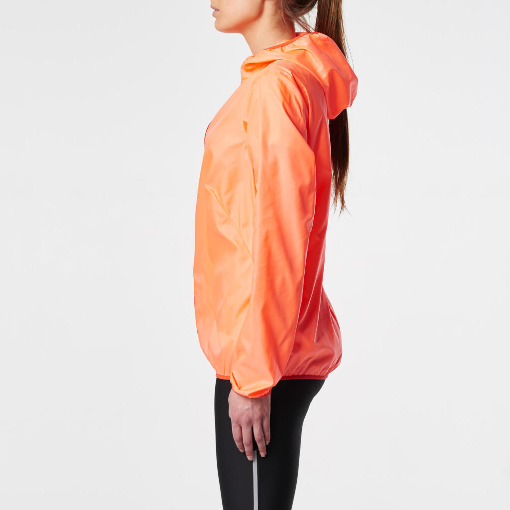 Lauf-Windjacke Run Wind Damen neonfarben koralle