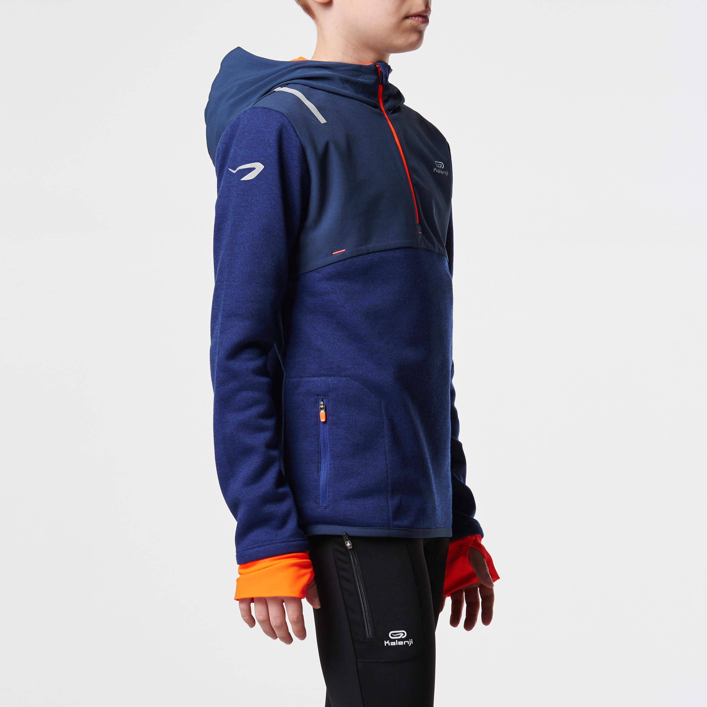 Elio Children's Running Hooded Jersey - Blue/Orange
 3/15
