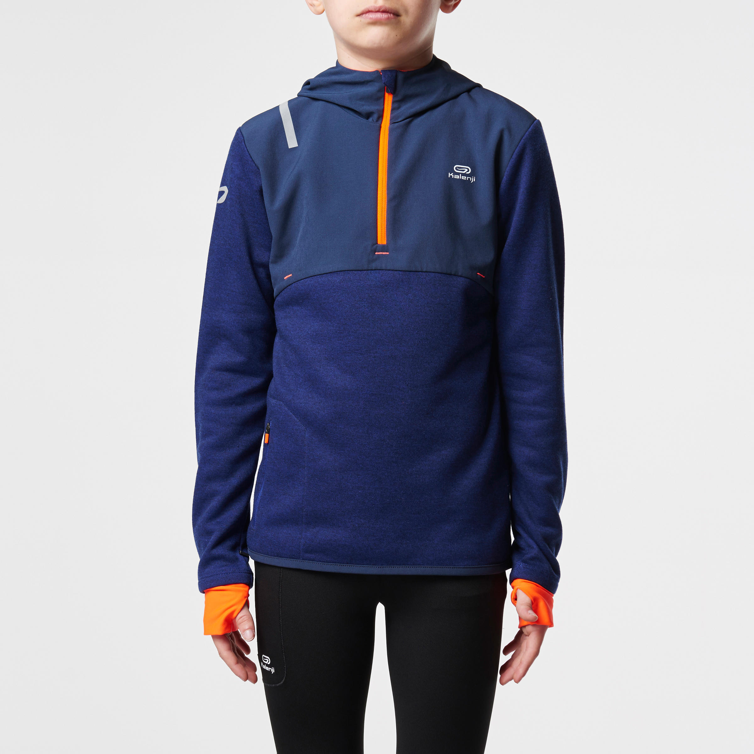 Elio Children's Running Hooded Jersey - Blue/Orange
 2/15