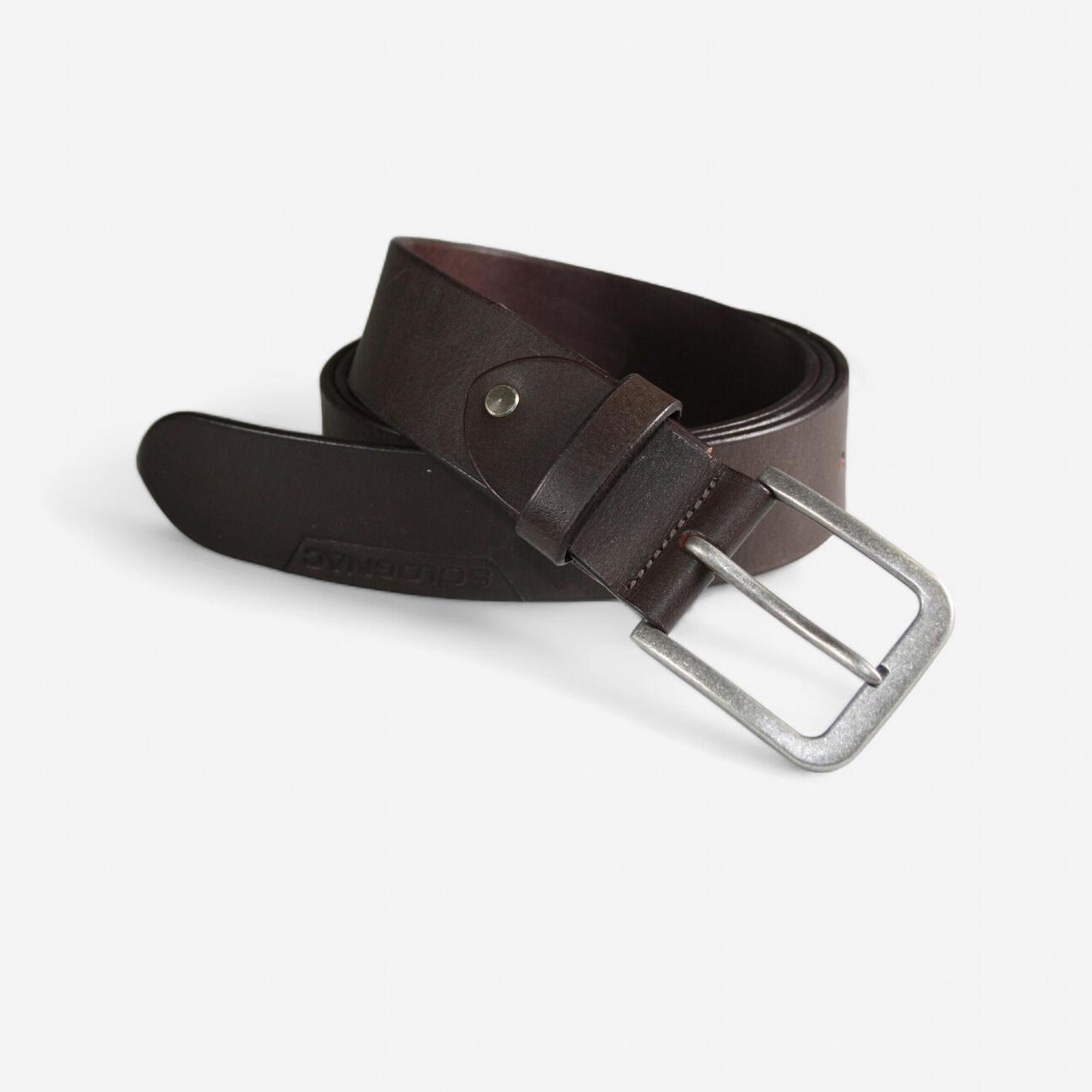 Leather hunting belt - brown Solognac - Decathlon