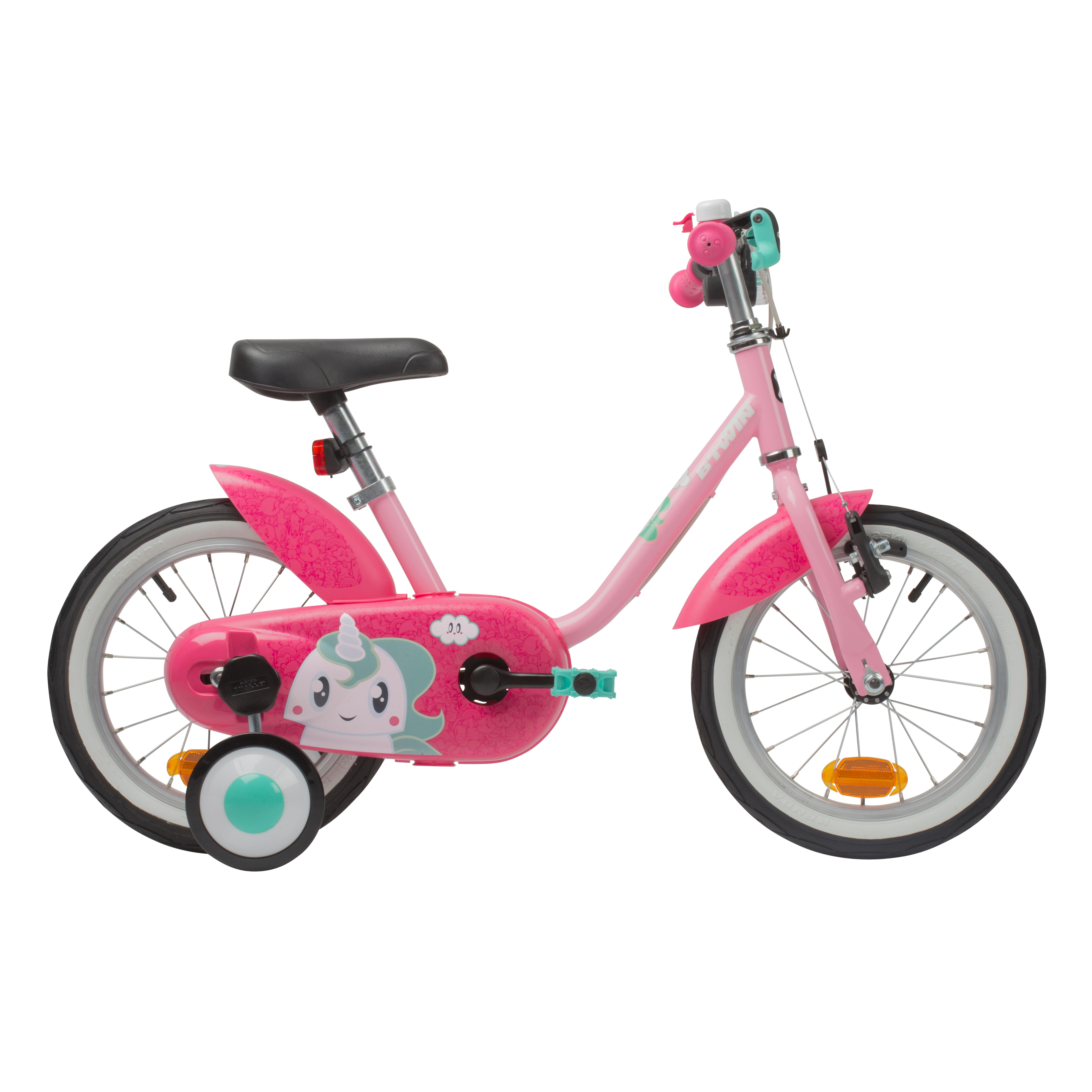 BICICLETA DE NIÑOS BTWIN 500 14 PULGADAS 3-4,5 AÑOS UNICORNIO ROSA VERDE  BTWIN | Decathlon