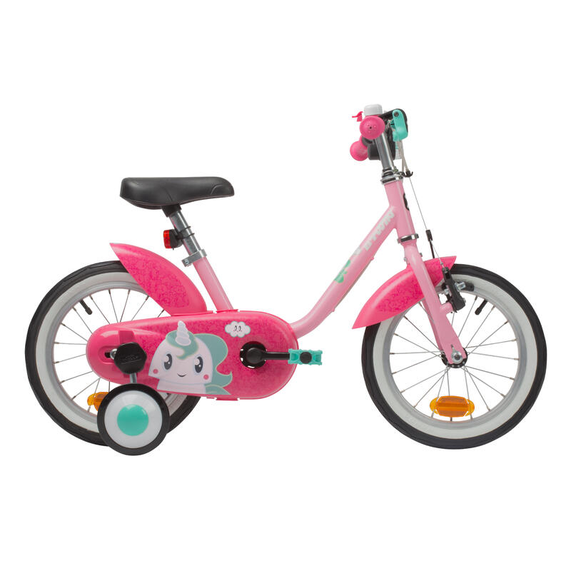 Bicicleta niños 14 pulgadas Btwin 500 unicornio rosa 3-4,5 años