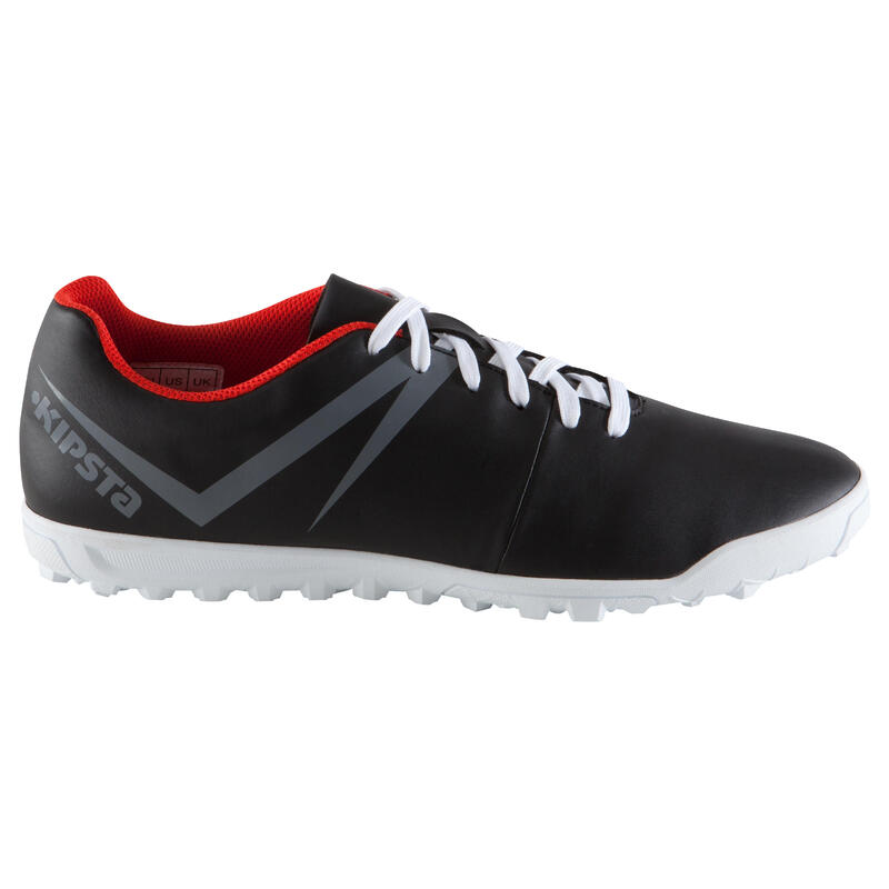 Botas de fútbol adulto terrenos duros First 100 HG negro rojo blanco