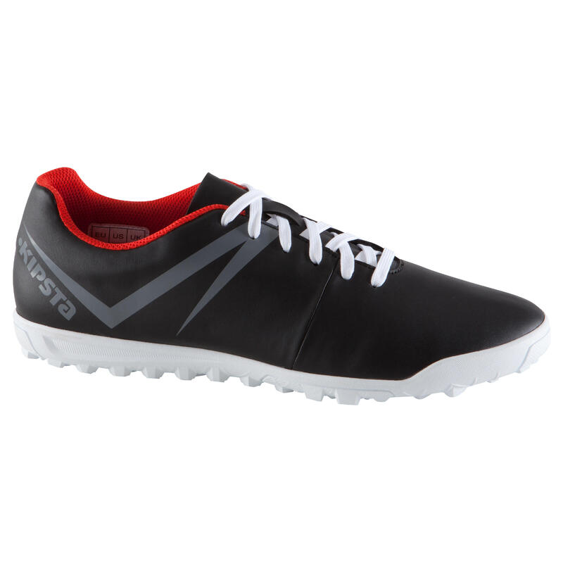 Botas de fútbol adulto terrenos duros First 100 HG negro rojo blanco