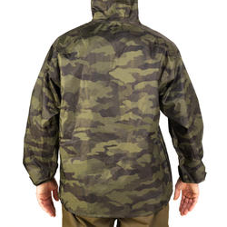 VESTE CHASSE IMPERMÉABLE LEGERE CAMO VERTE 100