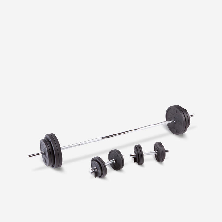 Dumbbells and Bars Weight Training Kit 93 kg CORENGTH Decathlon