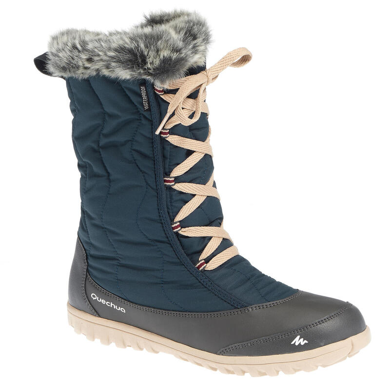 Women's Warm Waterproof Snow Lace-Up Boots - SH500 X-WARM QUECHUA ...