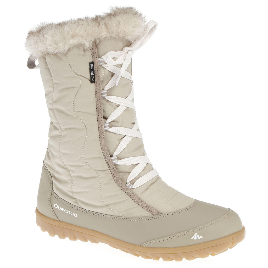 Sh500 x-warm women's lace-up hiking boots - beige