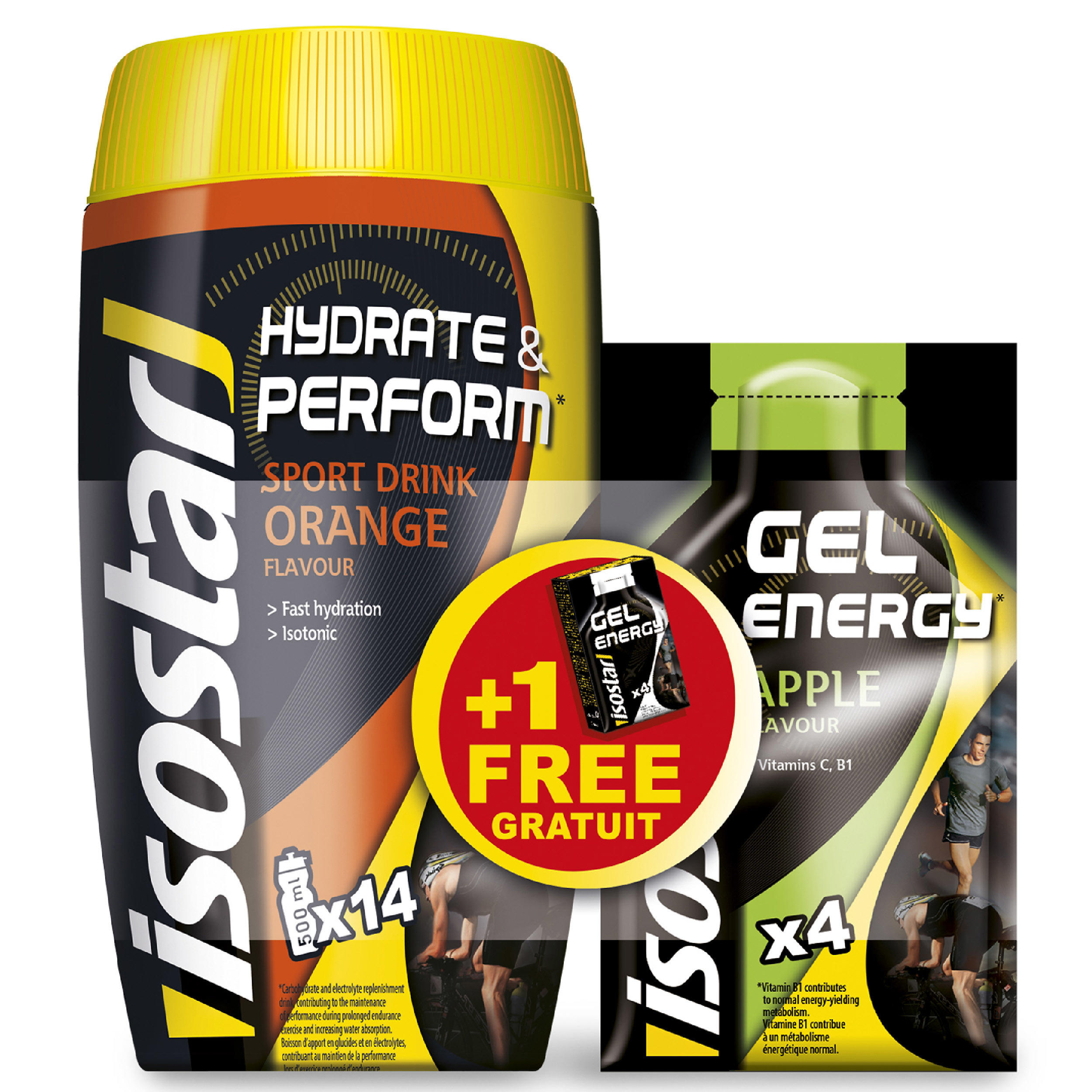 ISOSTAR H&P Isotonic Drink Powder 560 g + Free Energy Gel - Orange Powder / Apple Gel