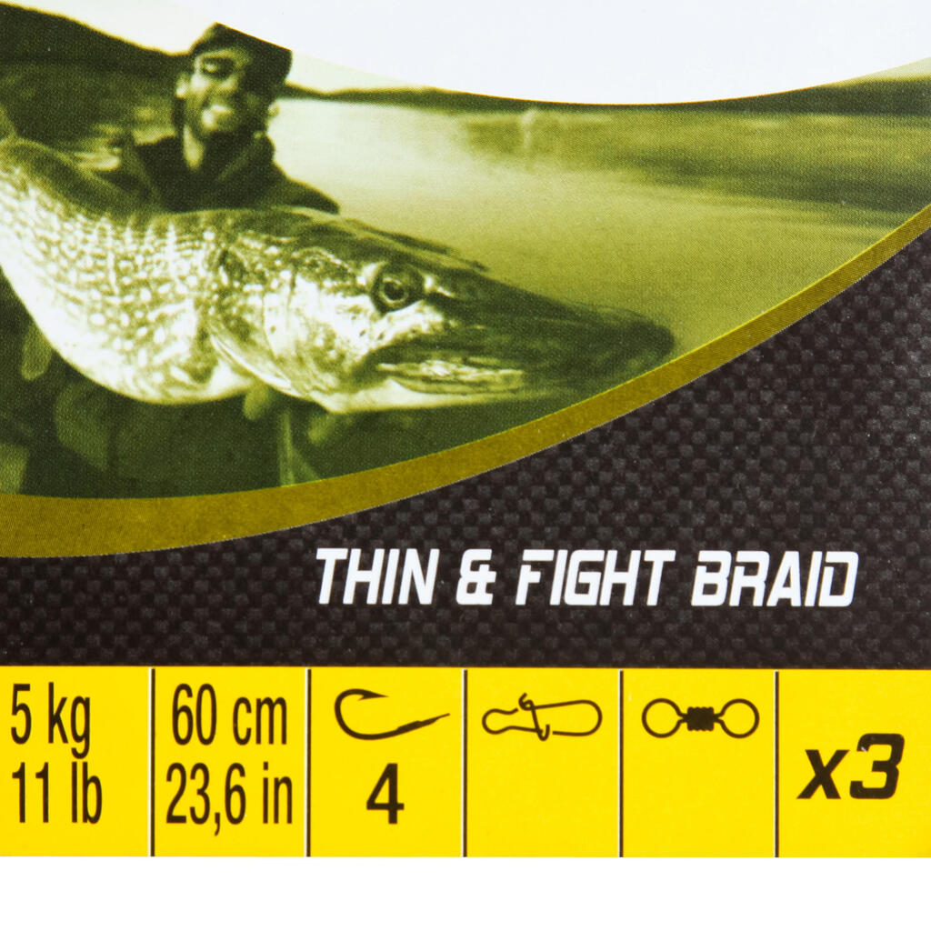 THIN & FIGHT 7 kg x3 Predator fishing leader