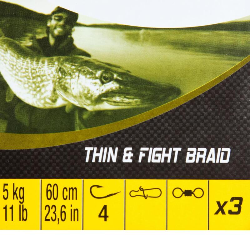 Bajo de línea pesca depredadores THIN & FIGHT 5 kg x3