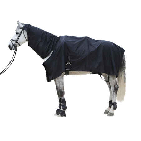 Manta ligera impermeable equitación poni y caballo PROTECT'RAIN Negro 